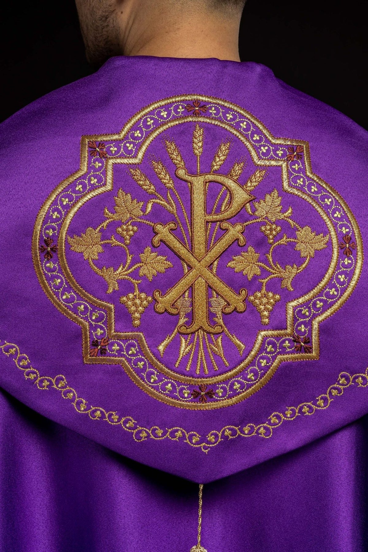 Eucharistischer Umhang Monogramm PX in lila - MESSGEWANDER.DE