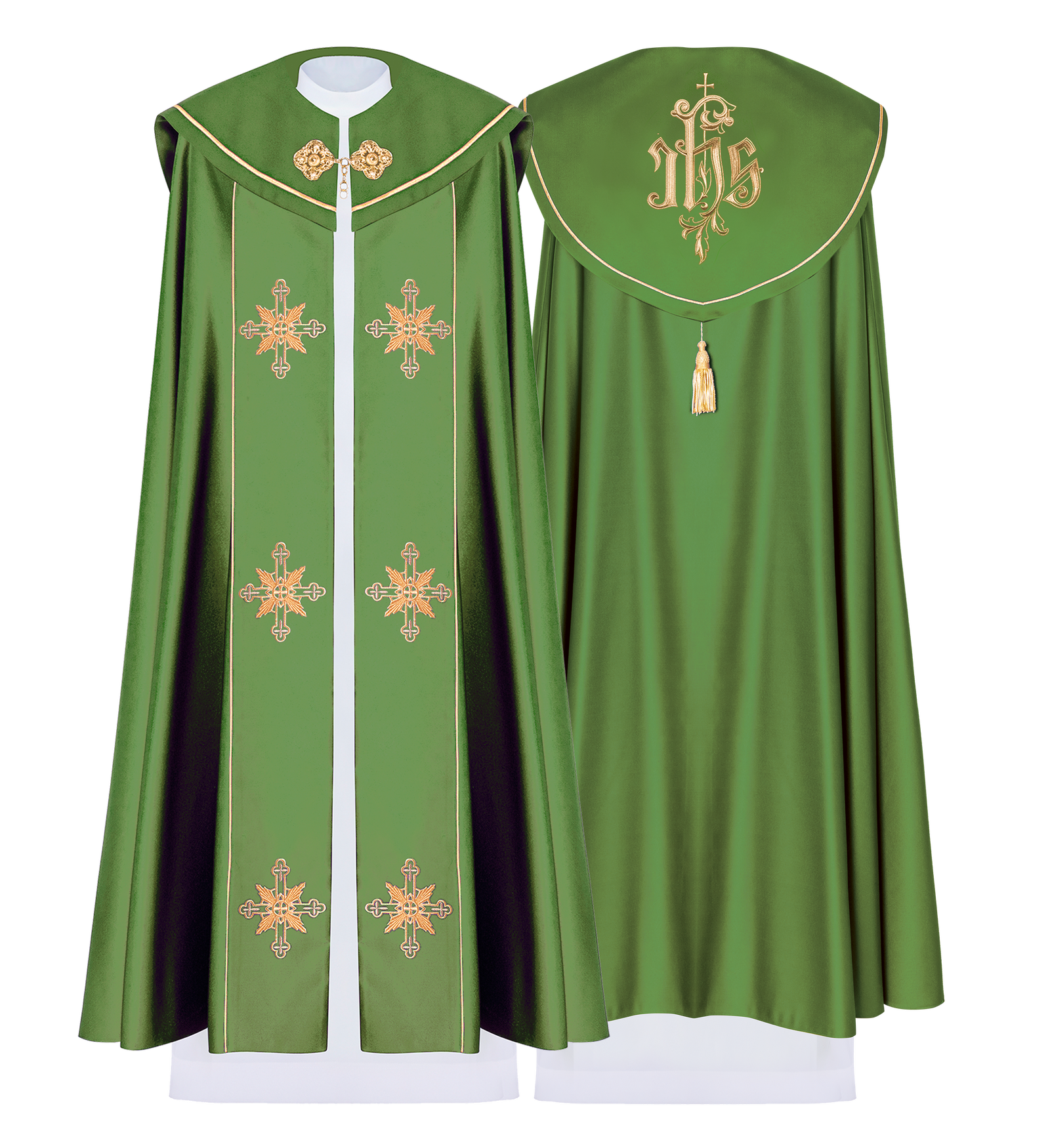 Eucharistischer Umhang Monogramm IHS Grün