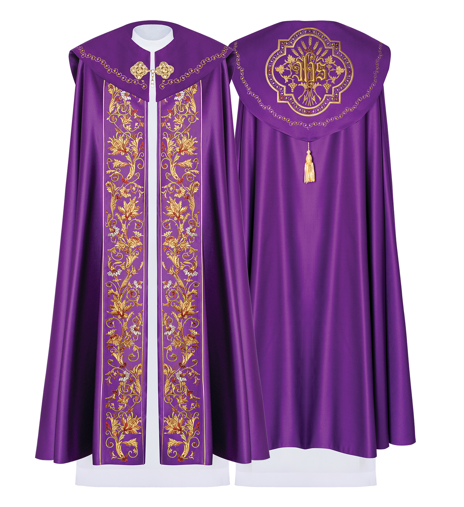 Eucharistischer Umhang mit reich verziertem Monogramm in Violett