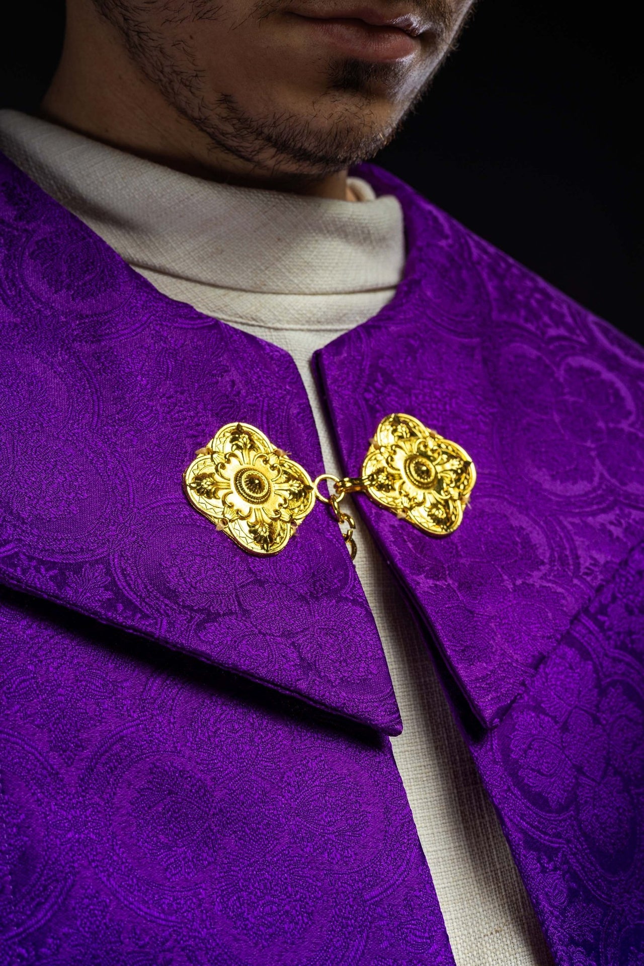 Kapa liturgiczna żakardowa fioletowa