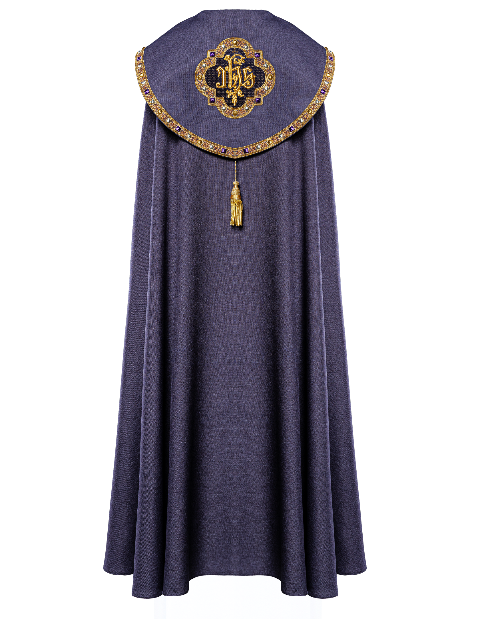 Violette liturgische Kapelle mit goldenem IHS