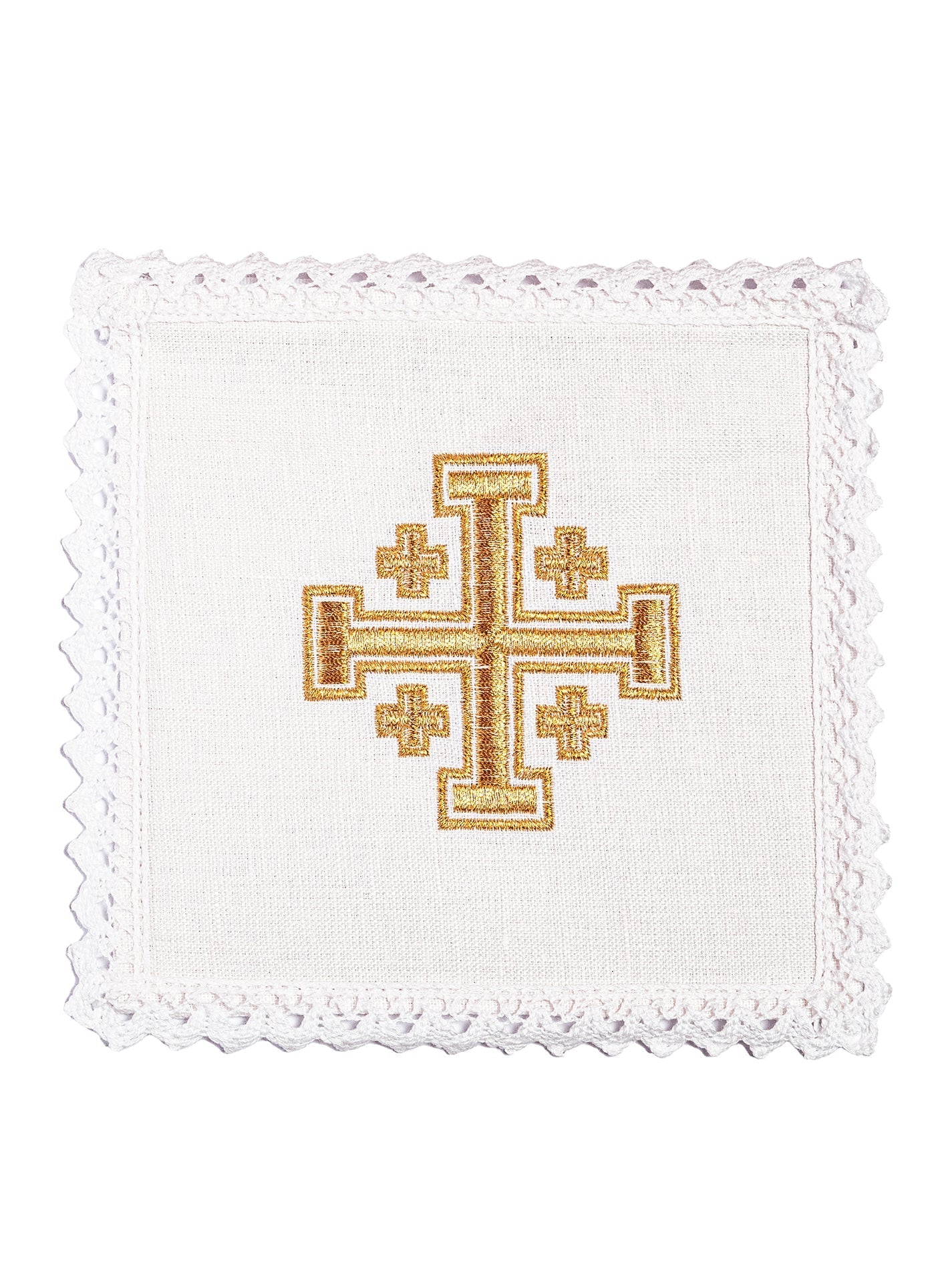 Kelch aus Leinen mit Jerusalemkreuz-Stickerei - MESSGEWANDER.DE