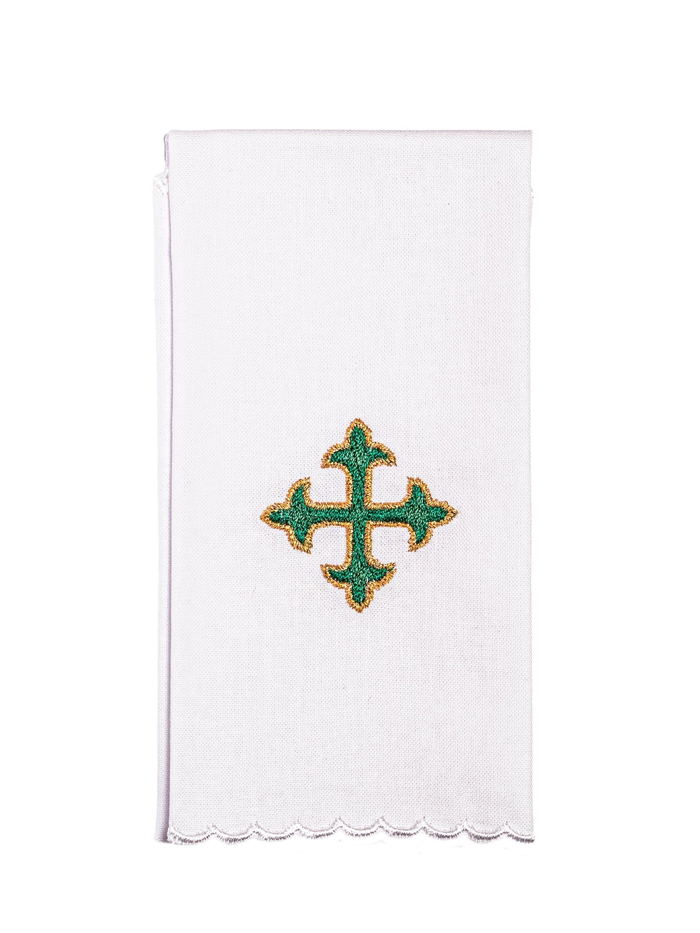 Kelch Leinen gesticktes grünes Kreuz - MESSGEWANDER.DE