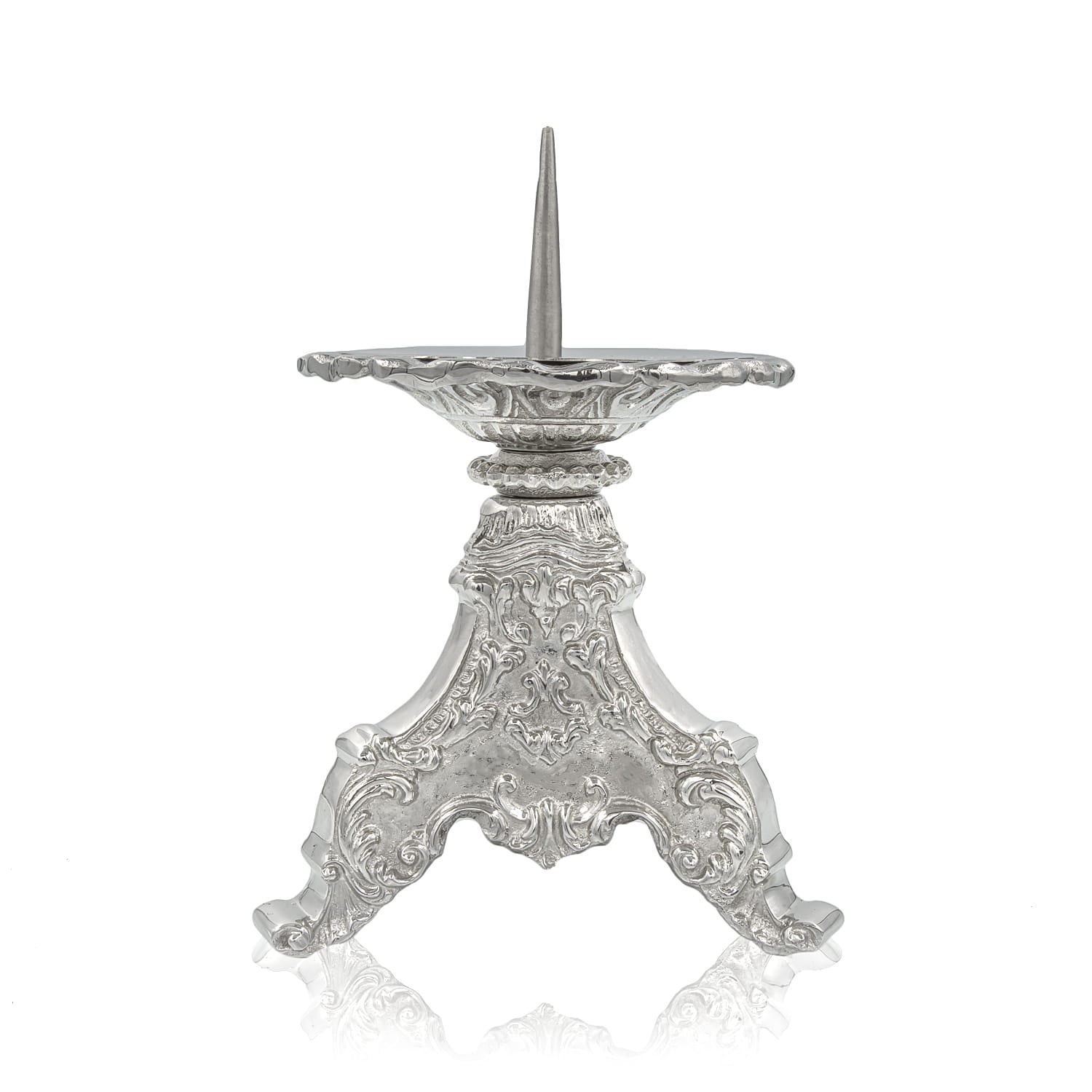 Leuchter - Messing - Nickel - 12 cm - MESSGEWANDER.DE