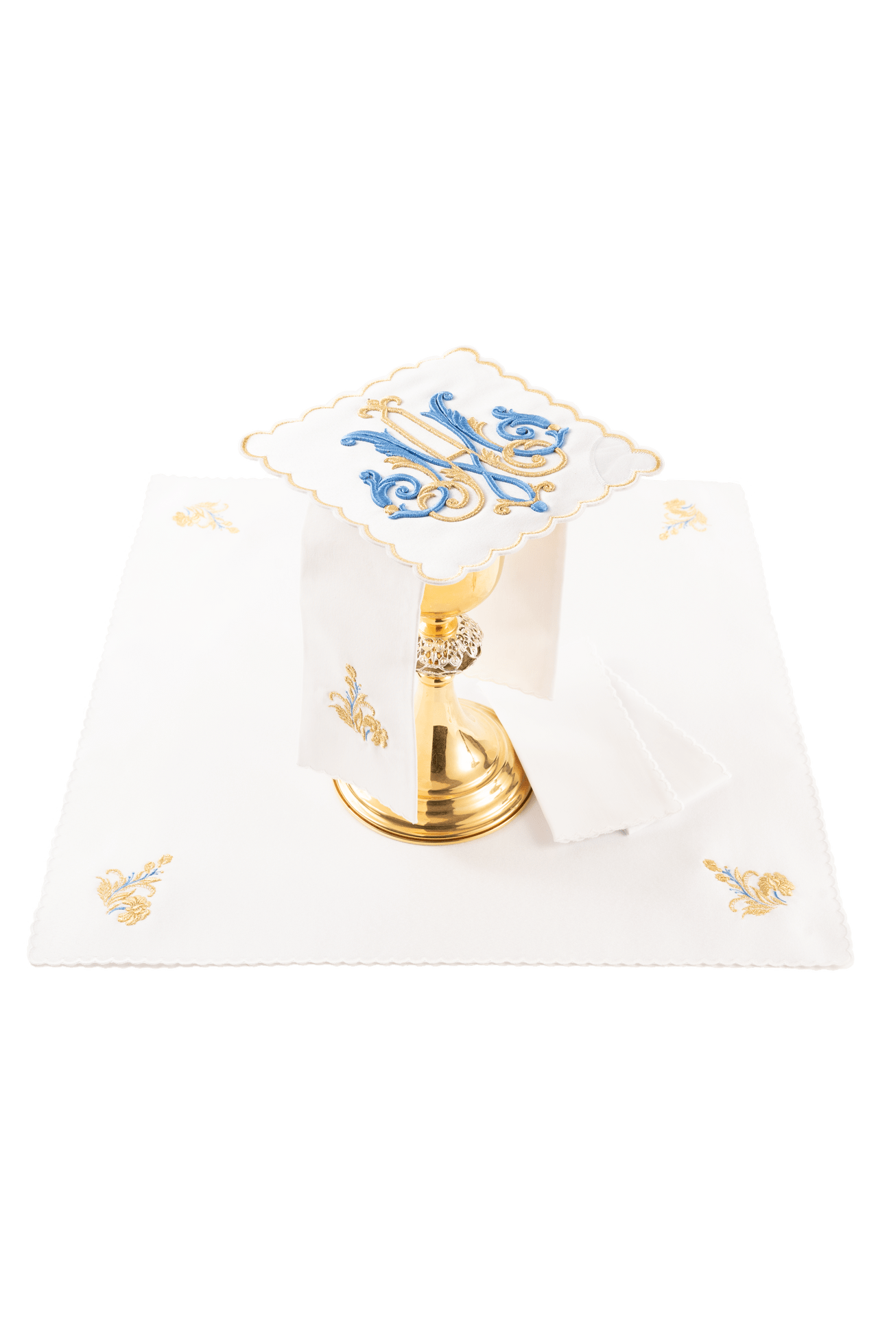 Liturgisches Kelchwäsche-Set mit gesticktem Marienmotiv - MESSGEWANDER.DE