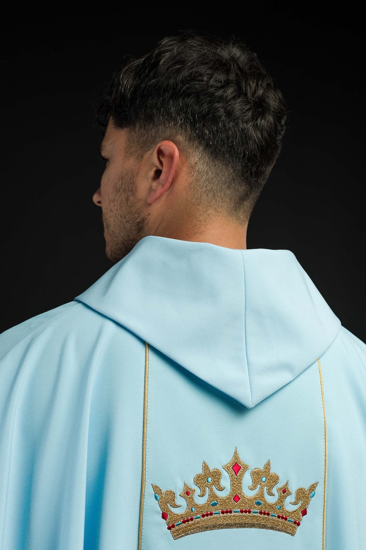 Marianisches liturgisches Messgewand mit gestickter Krone Blau - MESSGEWANDER.DE