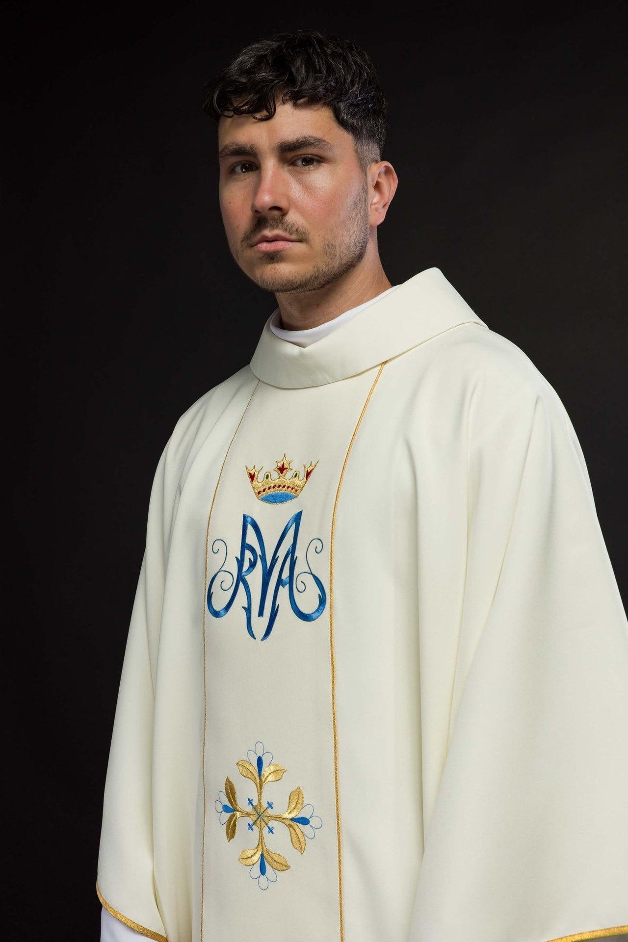 Marianisches liturgisches Messgewand mit Gürtel - MESSGEWANDER.DE