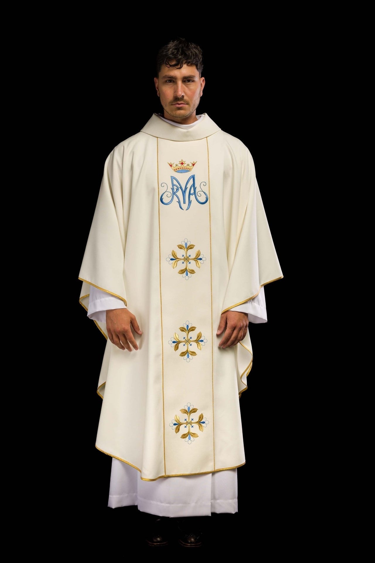 Marianisches liturgisches Messgewand mit Gürtel - MESSGEWANDER.DE