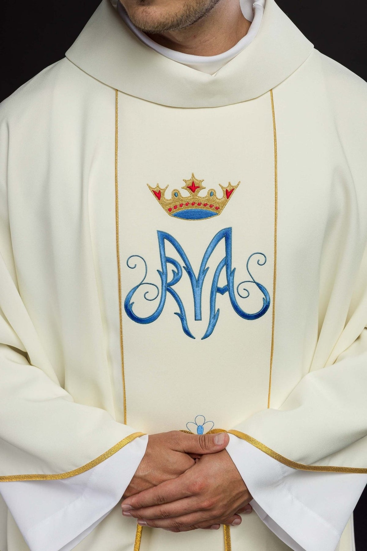 Marianisches liturgisches Messgewand mit Gürtel - MESSGEWANDER.DE