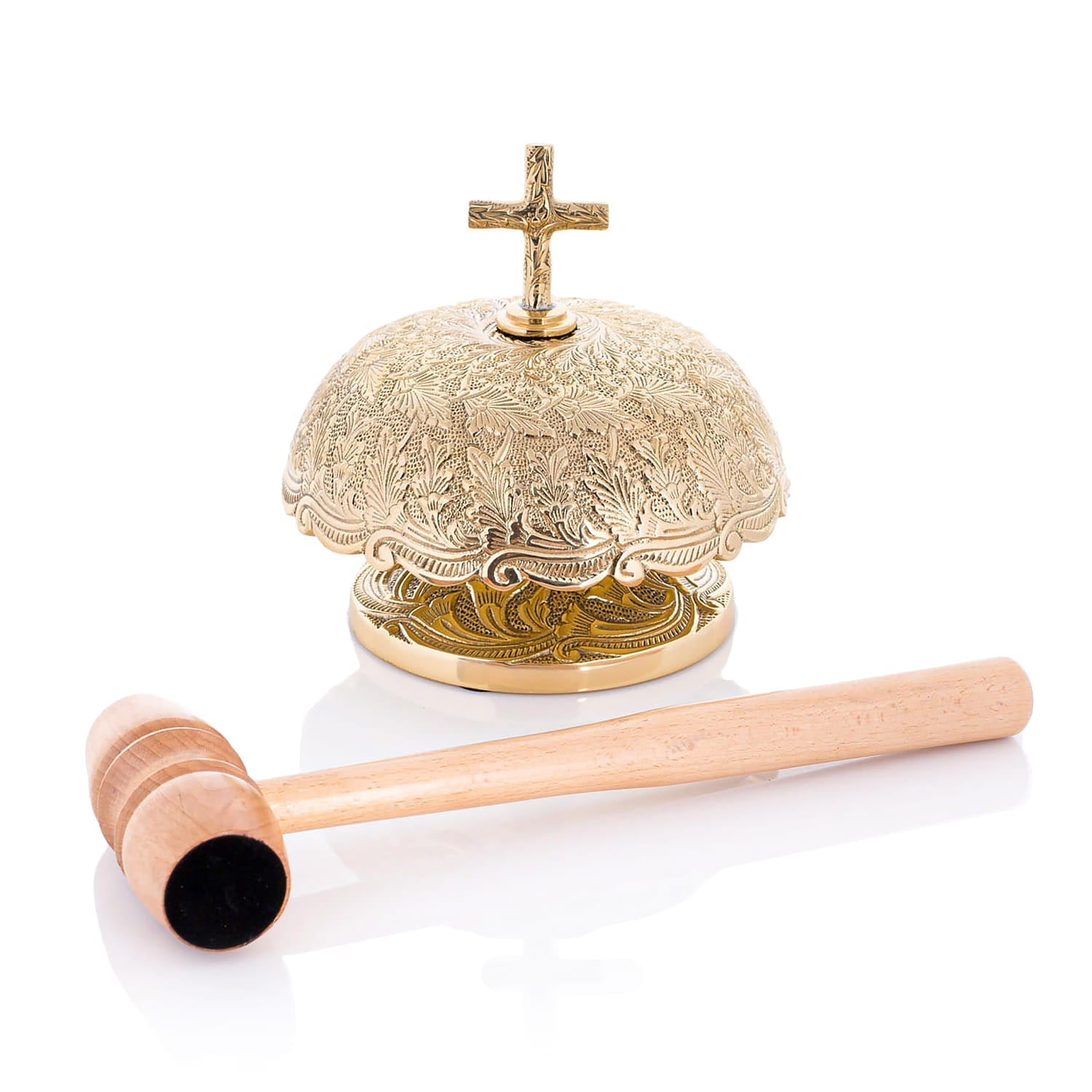 Messinggong mit Holzhammer - MESSGEWANDER.DE
