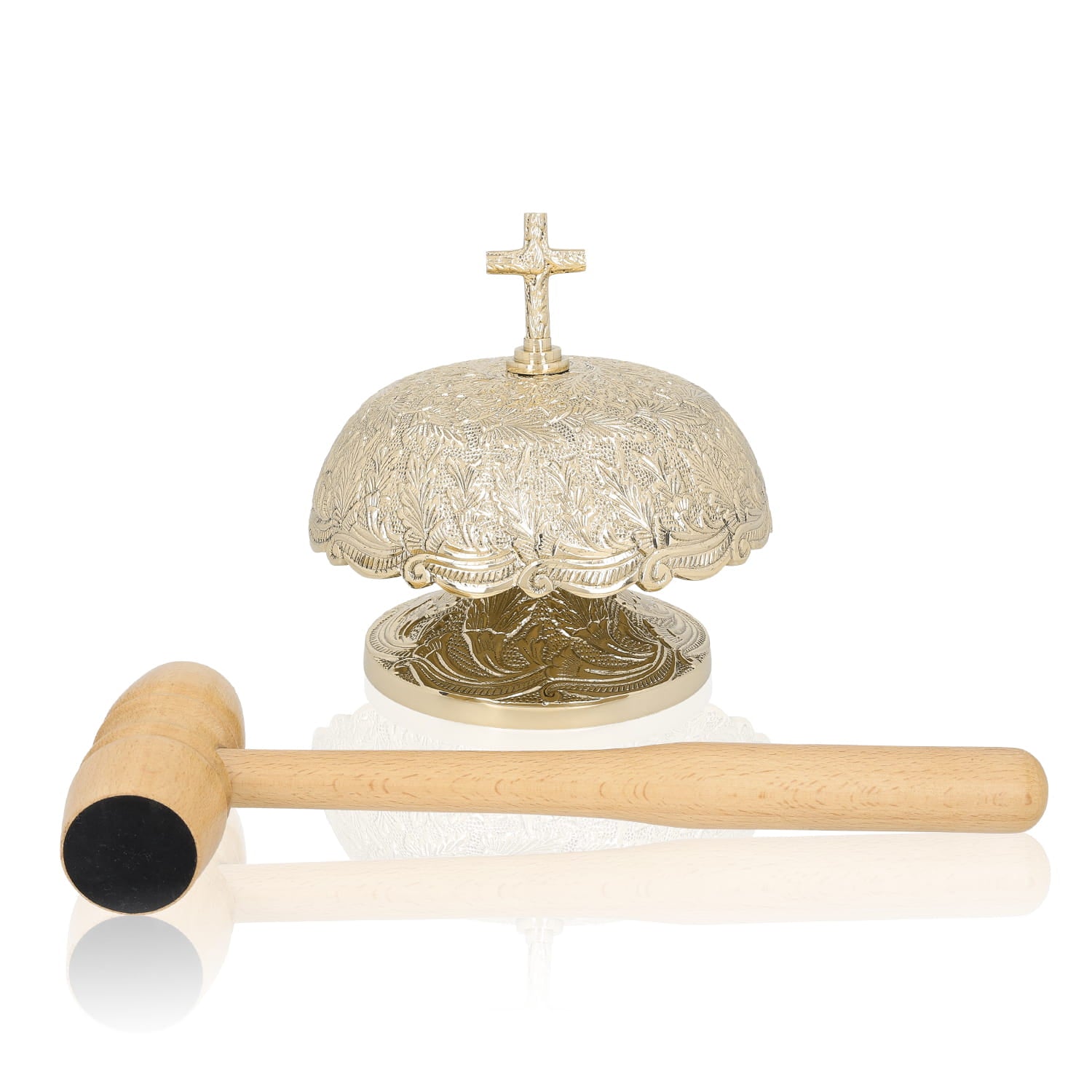 Messinggong mit Holzhammer - MESSGEWANDER.DE