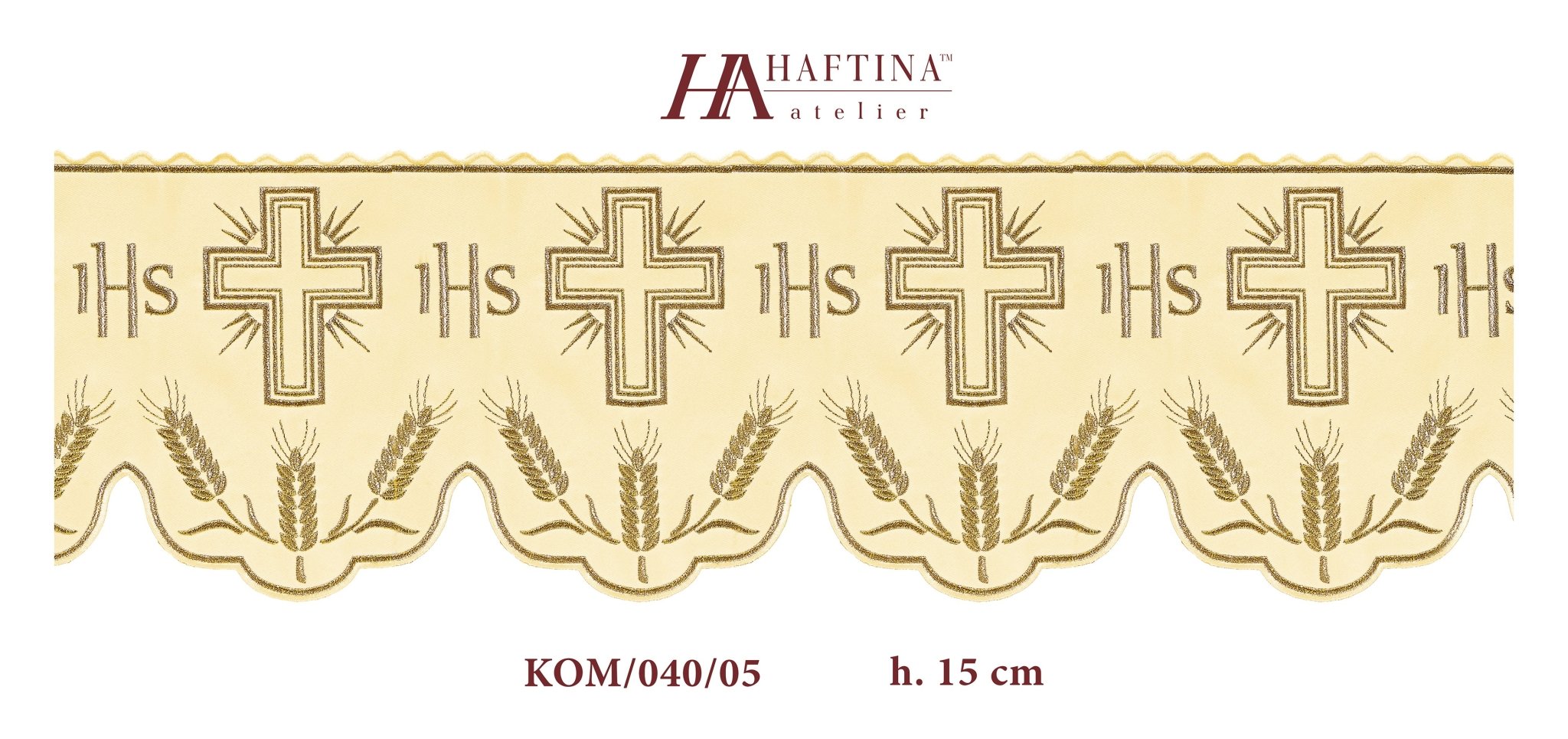 Meter mit IHS-Monogramm in Ecru mit Kreuzmotiv - MESSGEWANDER.DE