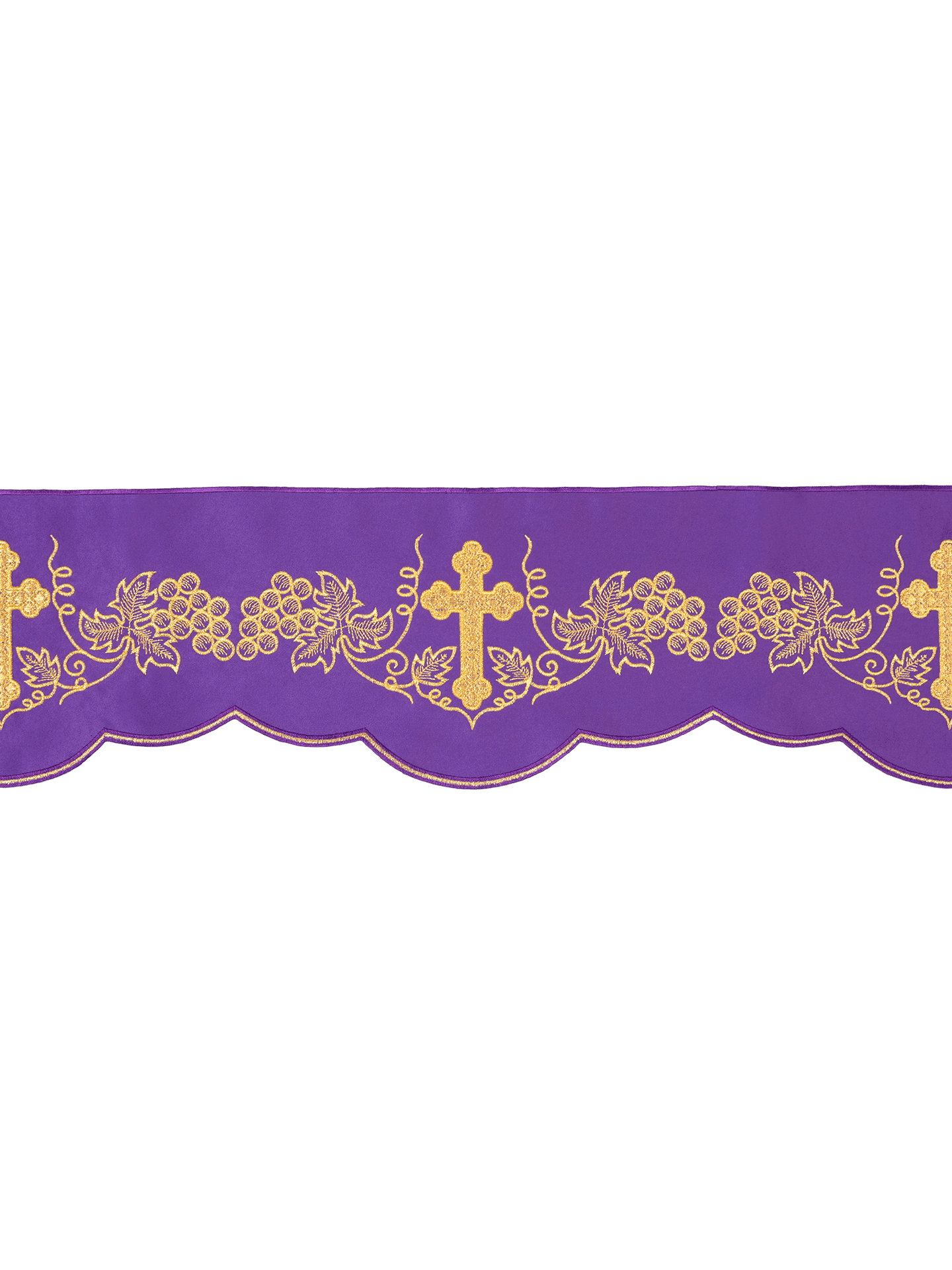 Meter mit Kreuz und Trauben Frontstickerei Lila - MESSGEWANDER.DE