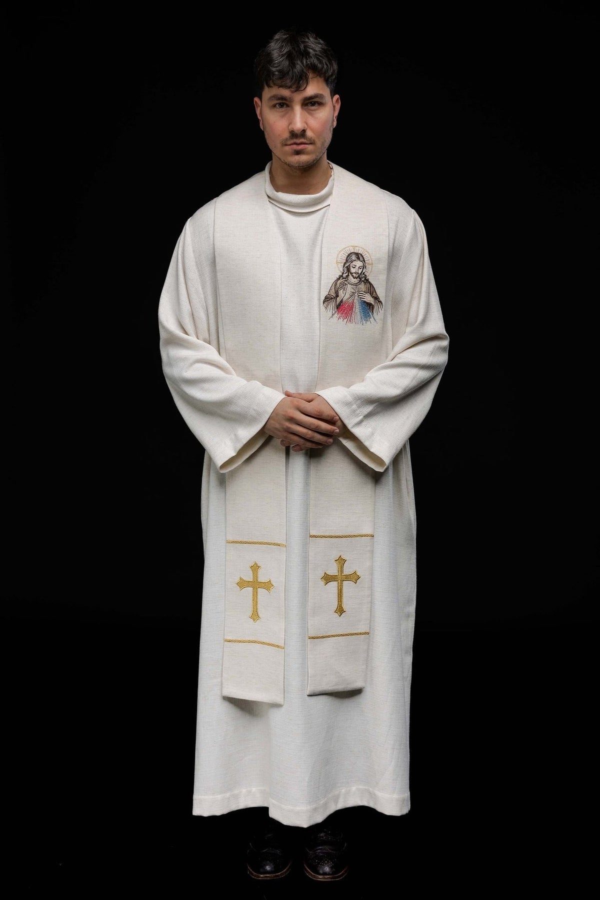 Mit dem Bild des barmherzigen Jesus bestickter Stola - MESSGEWANDER.DE