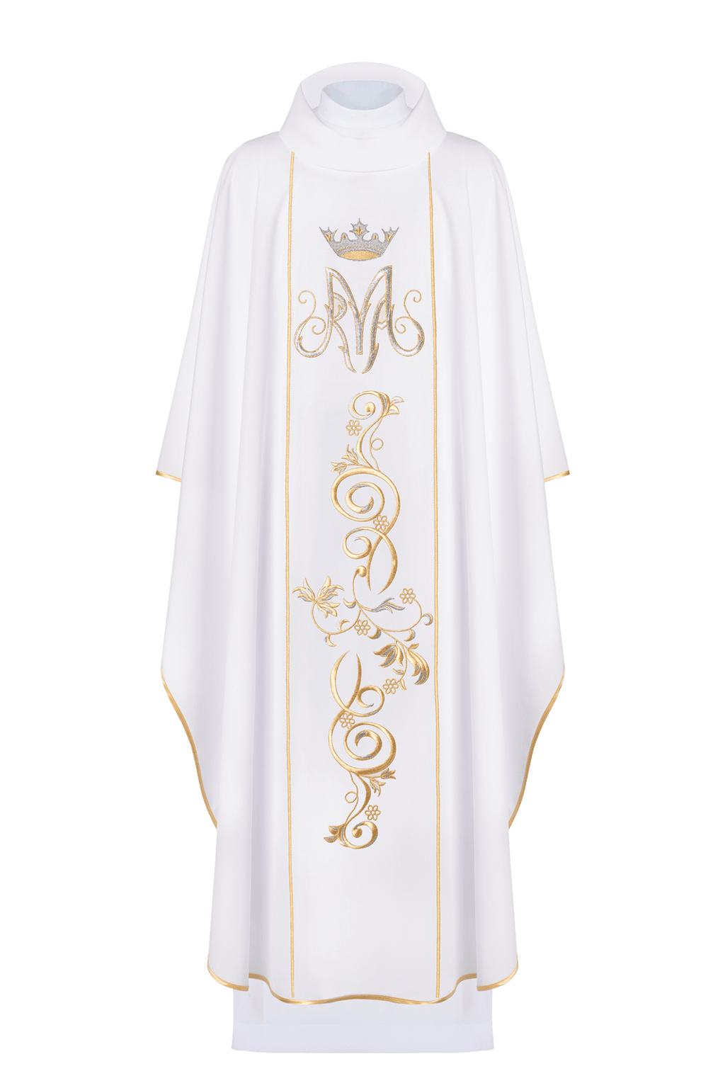Ornat liturgiczny Maryjny z pasem haftowanym w kolorze białym