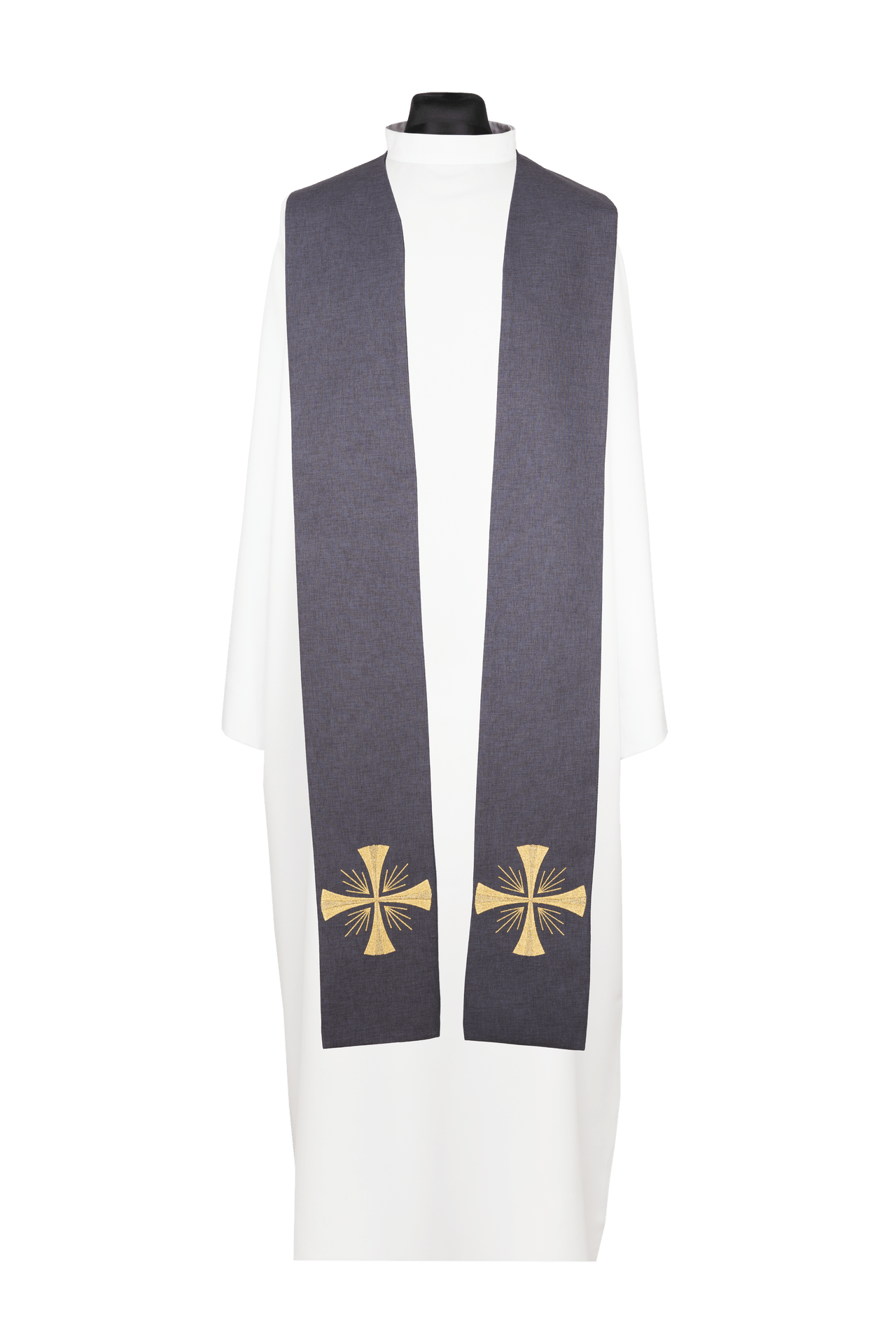 Priesterstola bestickt mit Kreuz violett - MESSGEWANDER.DE