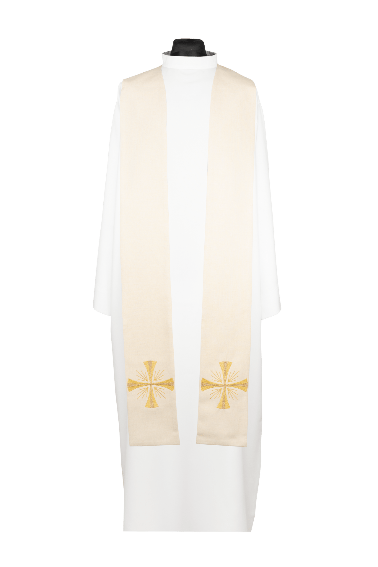 Priesterstola mit gesticktem Kreuz ecru - MESSGEWANDER.DE