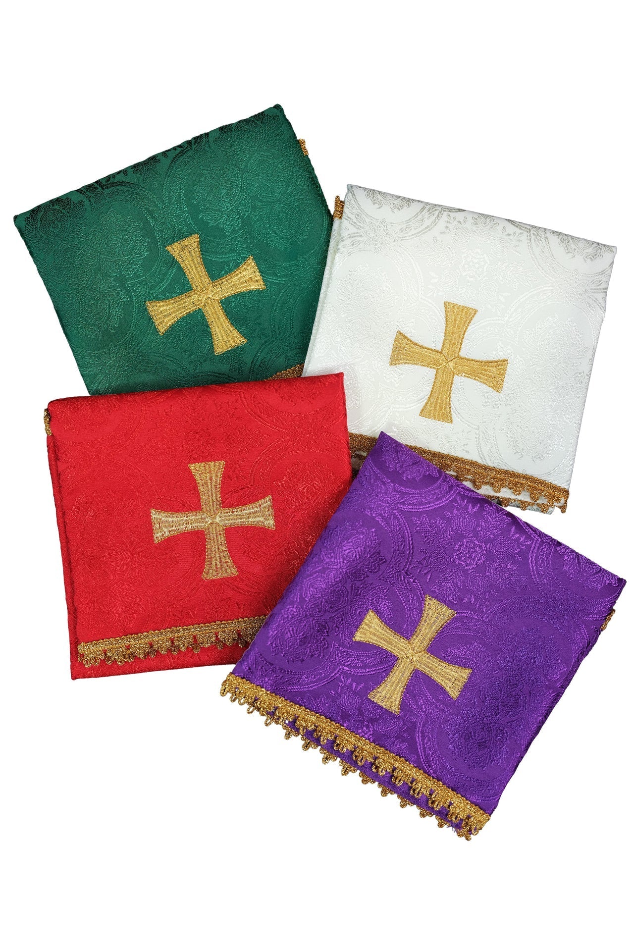 Set aus Jacquard-Kelchschleiern in vier liturgischen Farben - MESSGEWANDER.DE