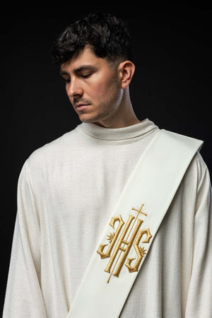 Stuła Diakońska haftowana IHS z Krzyżem