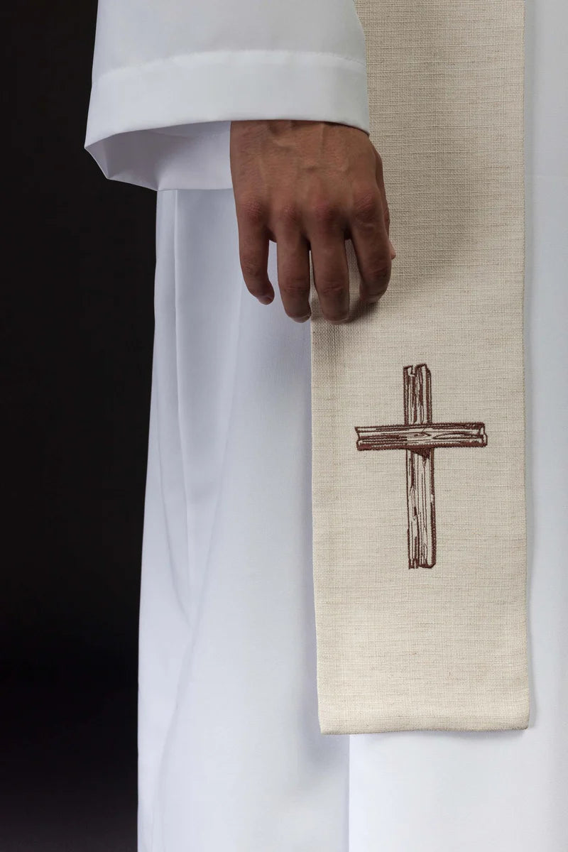 Bestickte Stola „Jesus der gute Hirt“ ecru