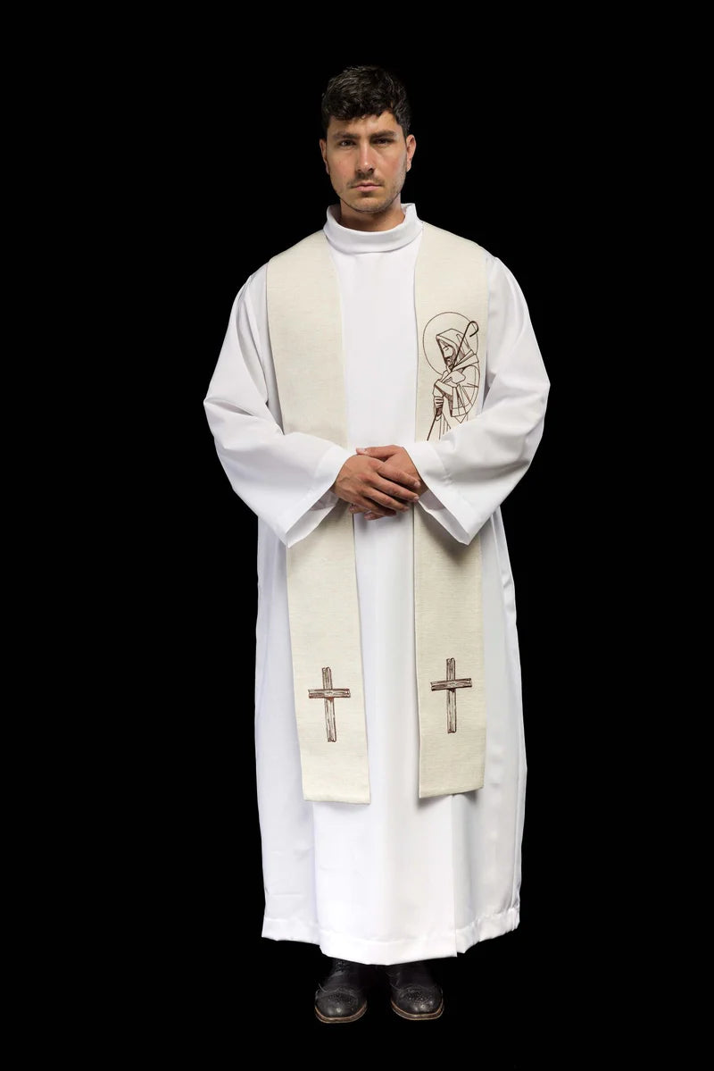 Bestickte Stola „Jesus der gute Hirt“ ecru
