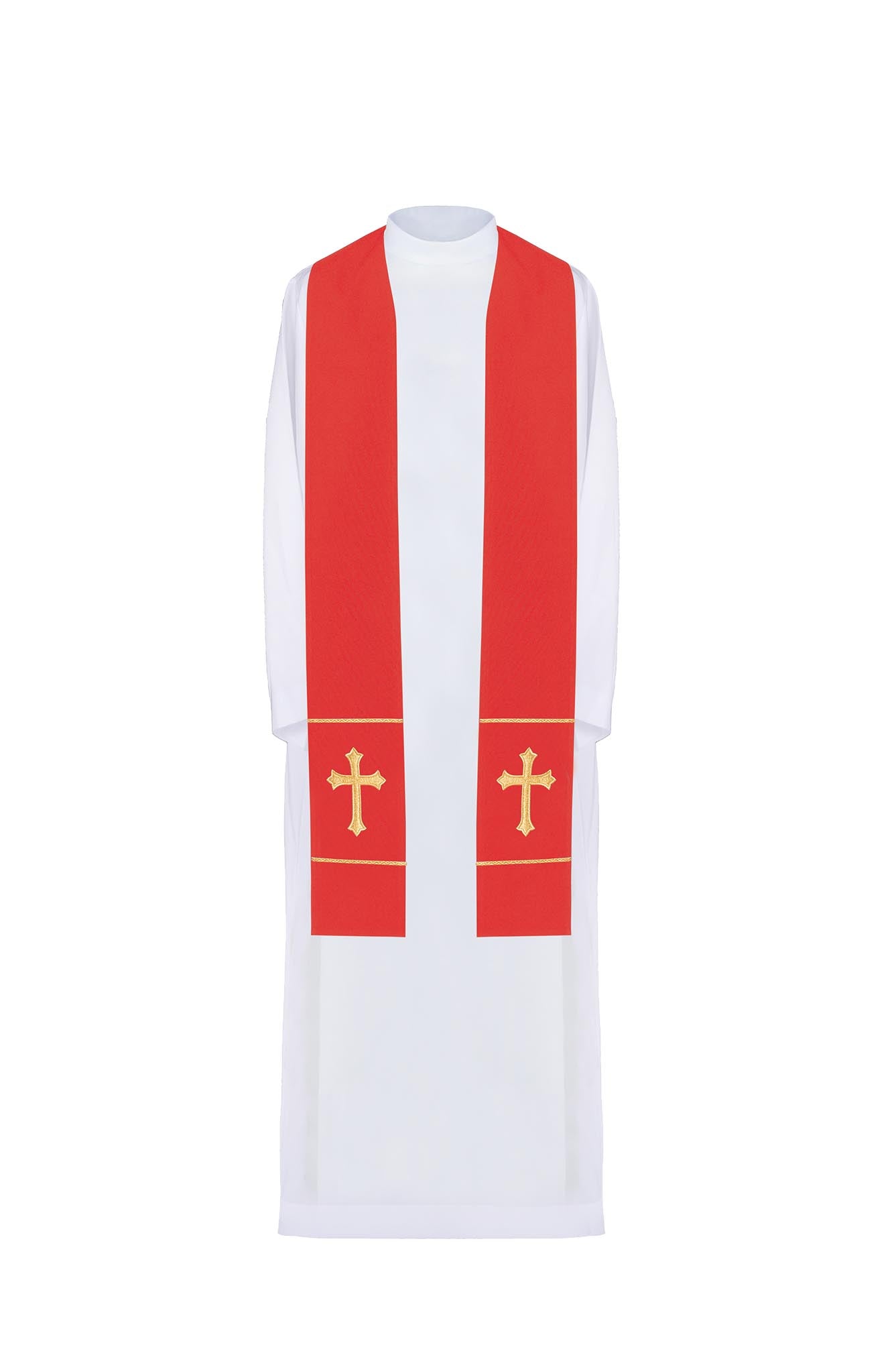 Stola des Priesters rot besticktes Kreuz