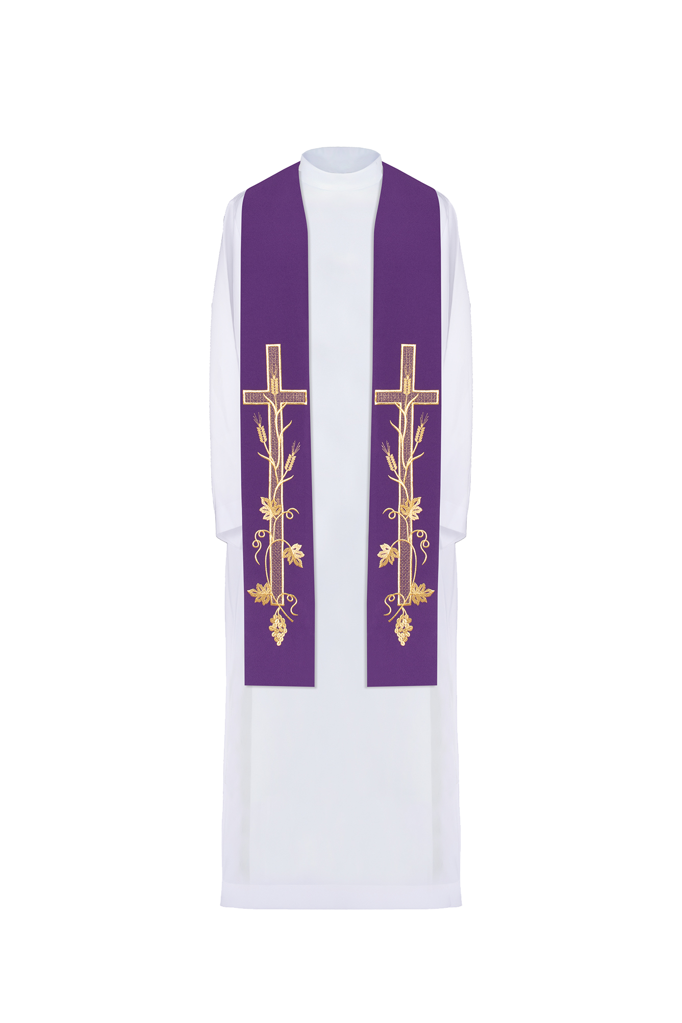 Priesterstola lila gesticktes Kreuz