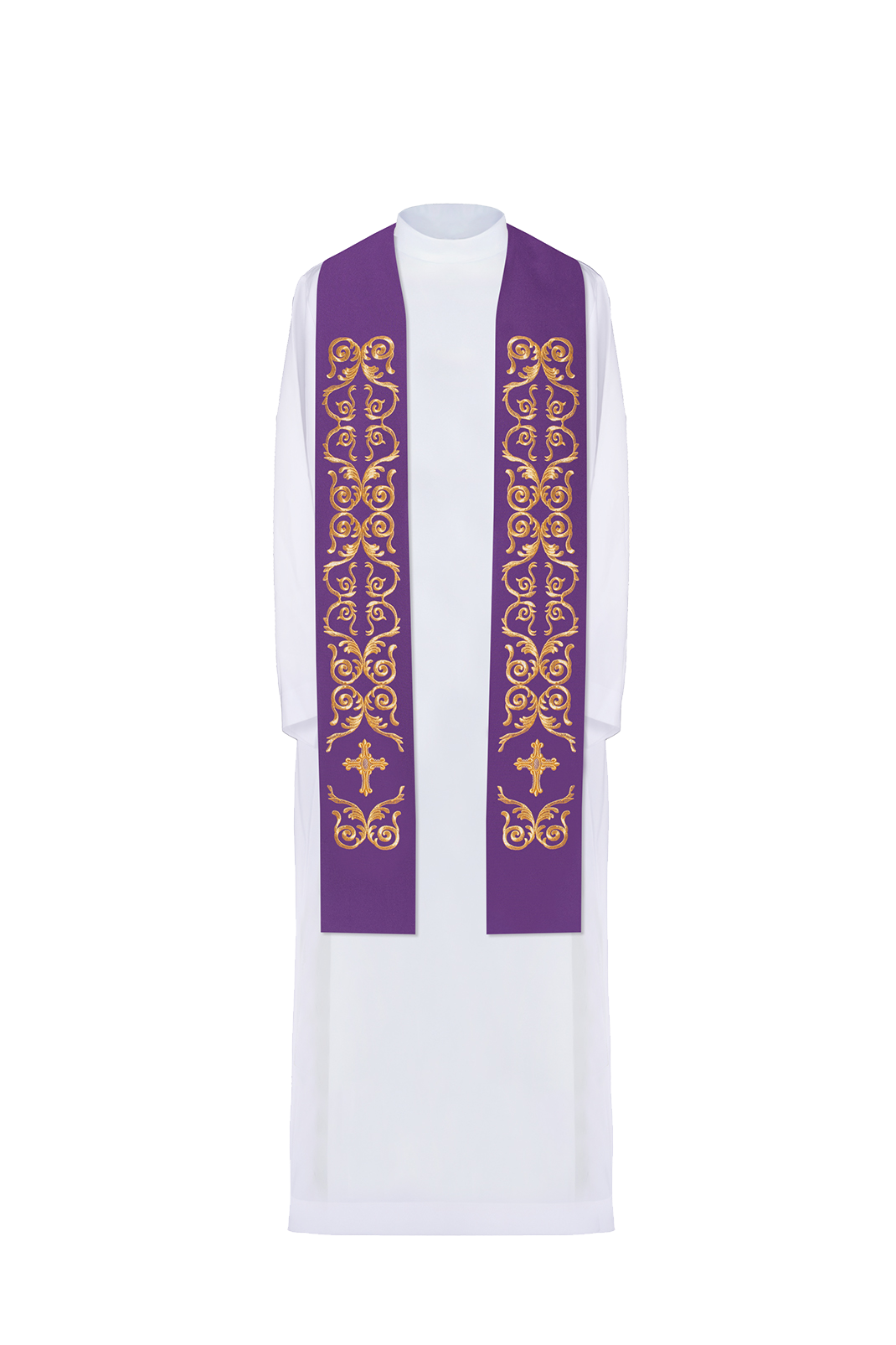 Priesterstola lila gesticktes Kreuz