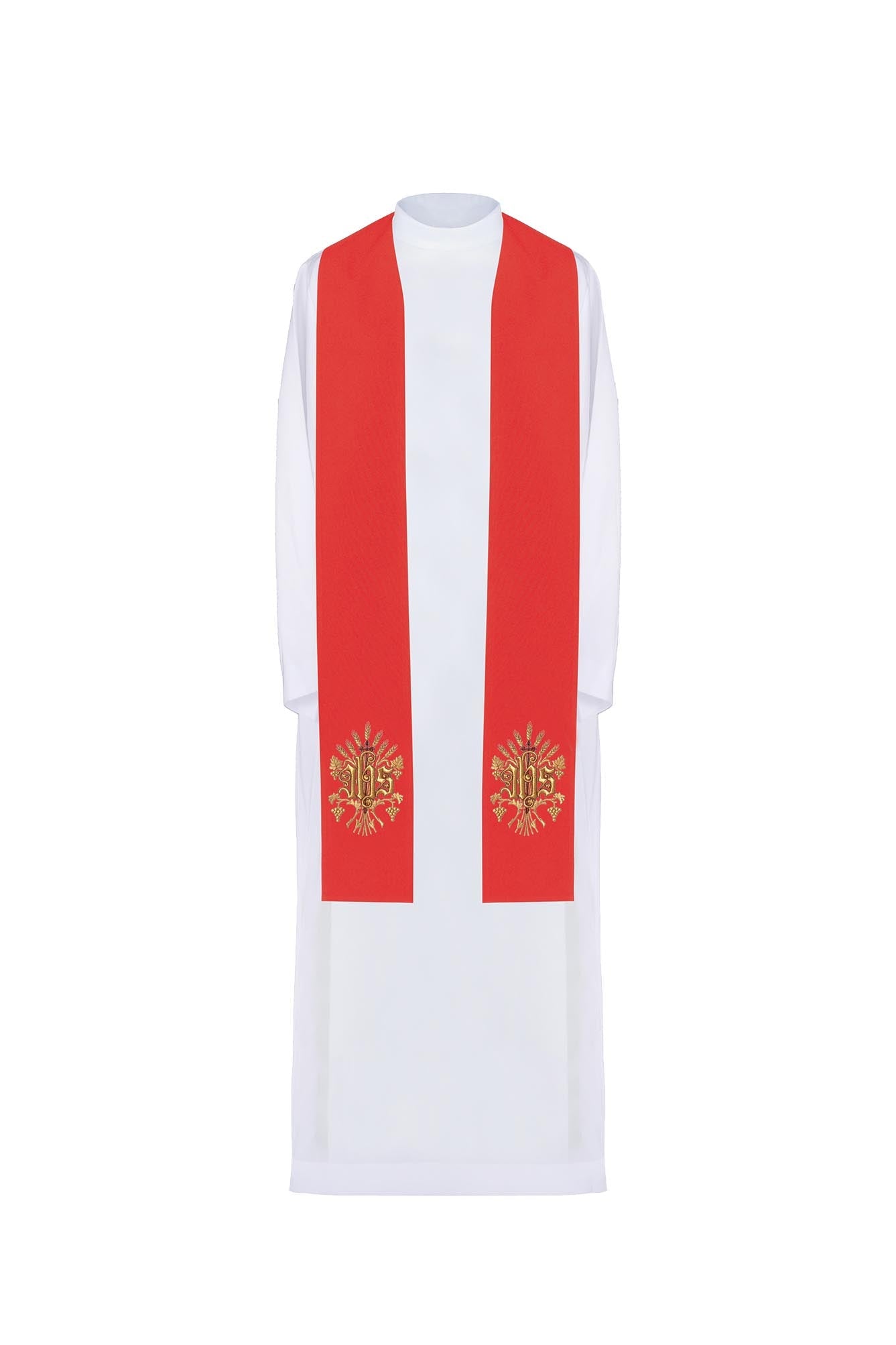 Bestickte Priesterstola IHS Rot