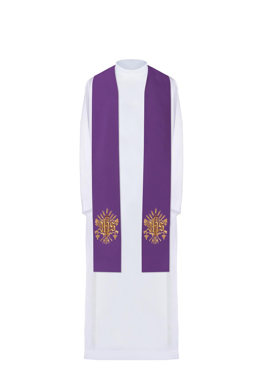 Bestickte Priesterstola IHS Violett