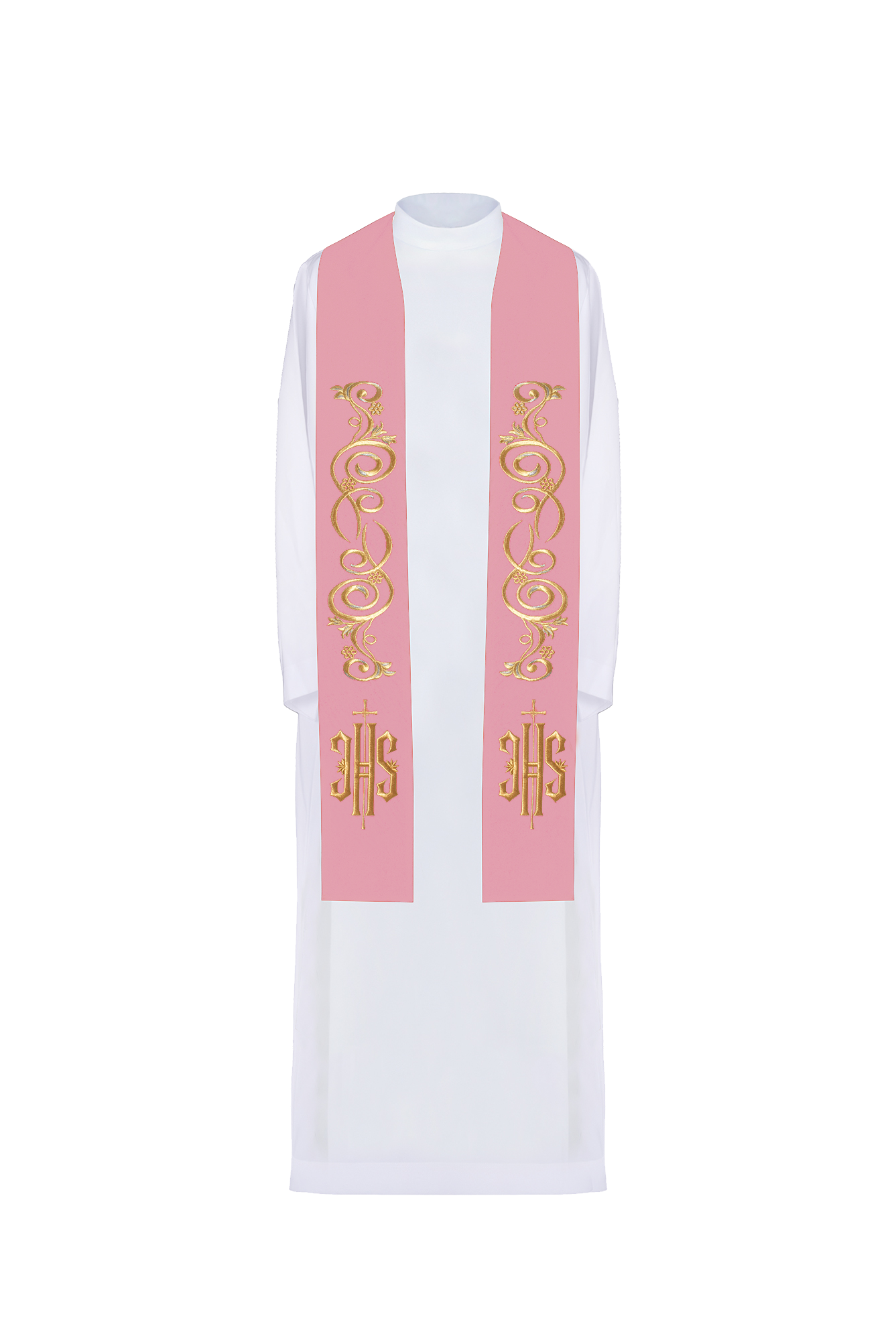 Bestickte Priesterstola IHS Rosa