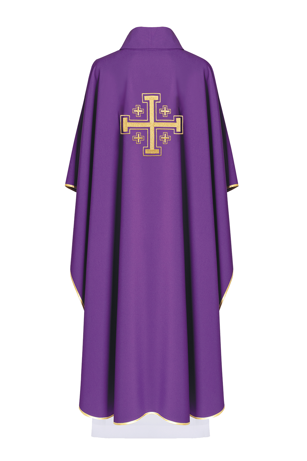 Violetter Kasel mit besticktem Jerusalemer Kreuz - MESSGEWANDER.DE