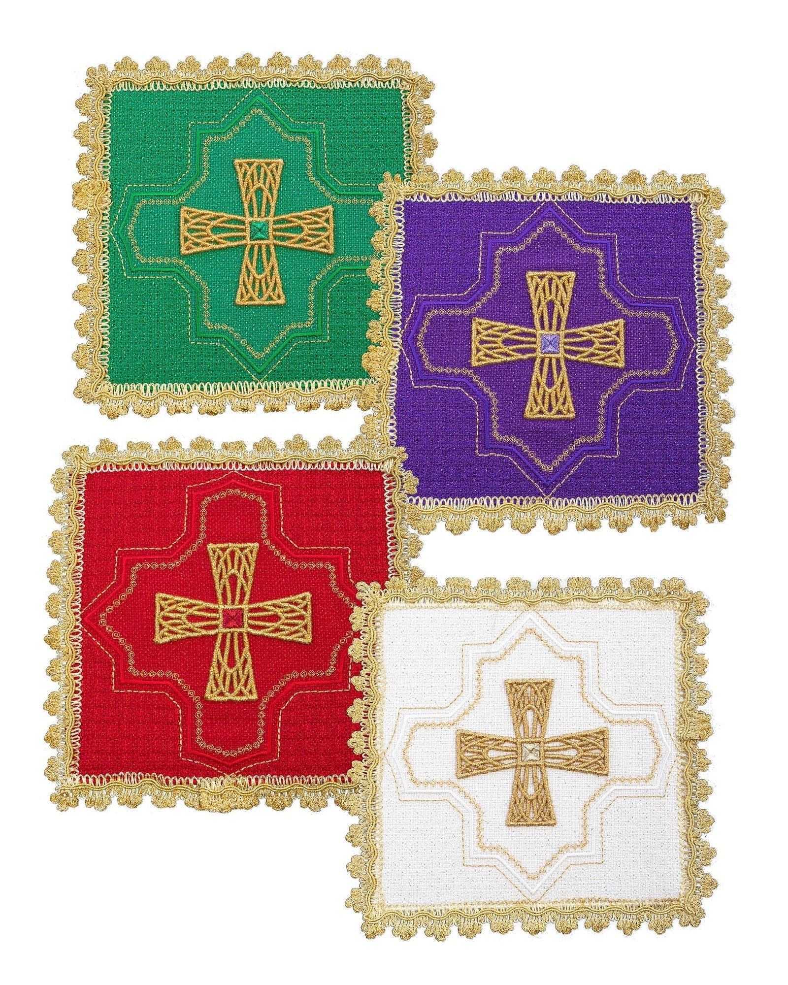 Set mit Pfählen in vier liturgischen Farben